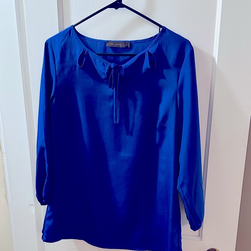 The Limited Cobalt Blue Blouse with Tie Detail